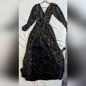 Guess Metallic-Striped Faux-Wrap Maxi Dress Size 2 Like New